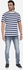 Ravin Striped T-Shirt - Heather Grey & Navy Blue