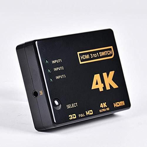 محول HDMI 3×1، يدعم اتش دي سي بي 1080p 3 في 1 مخرج HDMI 4K ذكي 3 منافذ 4K HDMI محول صندوق تحويل الصوت والفيديو متوافق مع دقة 4K UHD للكمبيوتر وXbox (مخرج 3 في 1)