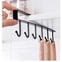6 Hooks Hanging Cup Holder Closet Bottom Hanging Rack - Super Strong Durable Easy to Install - Kitchen Cabinet Cup Organizer - Coffee Cup Hanger - Storage Cup Hooks (Black)