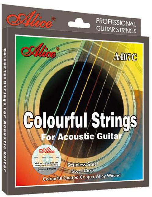 6PCS/Set Colorful Acoustic Guitar String 1st-6th Guitar Strings Color Coated Copper Alloy Wound -Alice