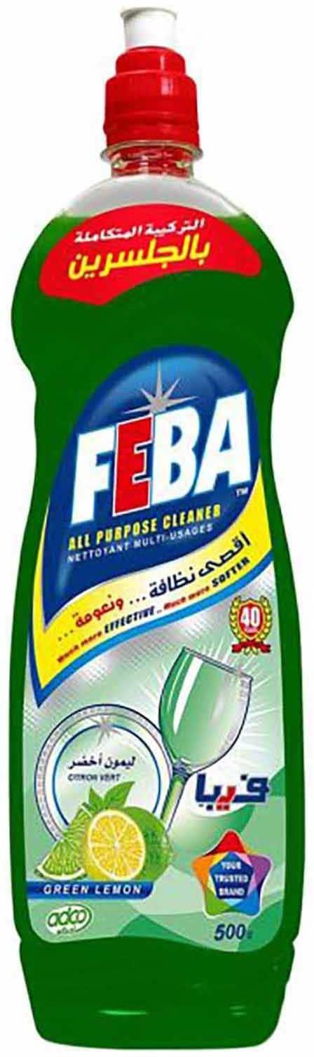 Feba Dishwashing Liquid - Green Lemon Scent - 520ml