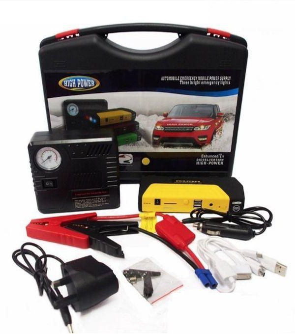 Portable Car Jump Starter Power Bank Tyre Inflator / Air Compressor Charger