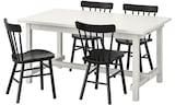 Table and 4 chairs, white/black