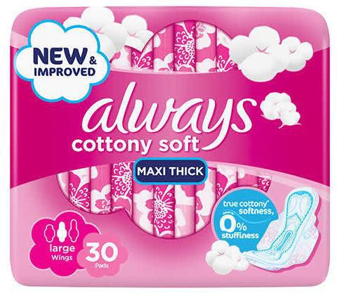 Always Cottony Soft 30 Maxi Thick Large Pads with Wings
