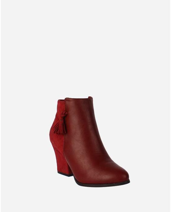 Joelle Double Color Boots-Ruby Red