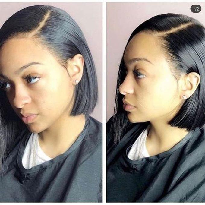 12" Silky Bob Wig With Middle Part Closure