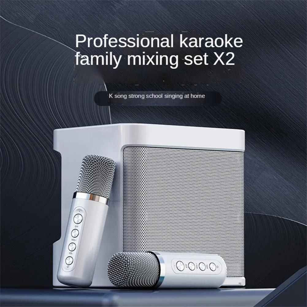 High-power Portable Professional Karaoke Dual Microphone Bluetooth-compatible Speaker Outdoor Family Party Karaoke Box 100w