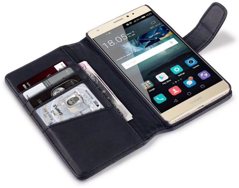 جراب هواوي مايت اس , Huawei Mate S , محفظة جلد أسود , مكان للبطاقات والنقود