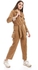 Andora Side Pockets Plain Camel Women Jumpsuit