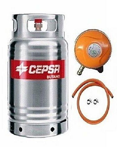 Cepsa 12.5kg Stainless Anti Rust Lightweight Gas Cylinder With Regulator And 4 Yard Hose