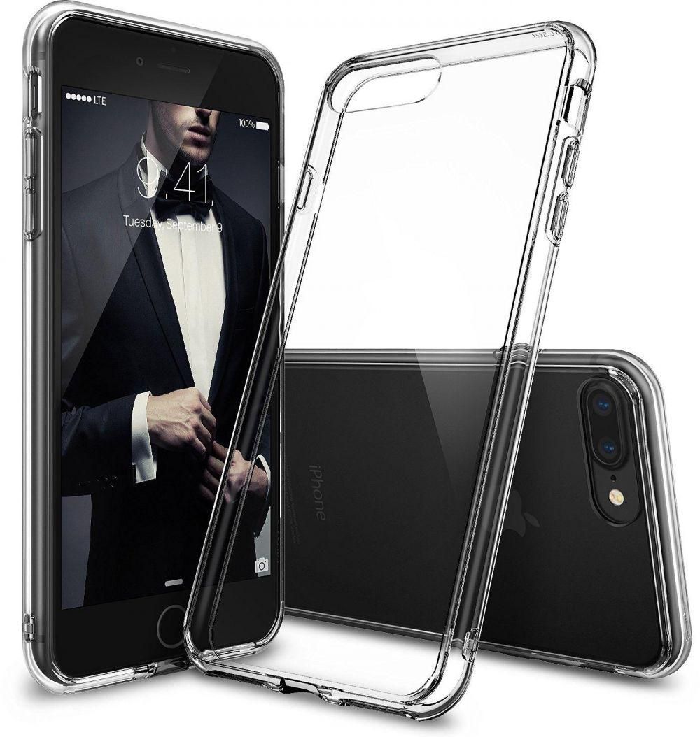 كفر ايفون 7 بلس , iPhone 7 Plus , شفاف صلب من الخلف , إطار شفاف مرن