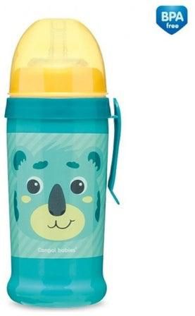 Canpol babies Non-spill Sport Cup with Silicon Straw 350ml HELLO LITTLE turquoise