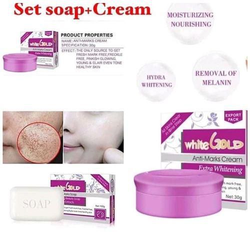 White Gold Anti-Marks Facial Cream + Soap With Extra Whitening