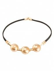 Alloy Artificial Leather Choker Necklace - Golden