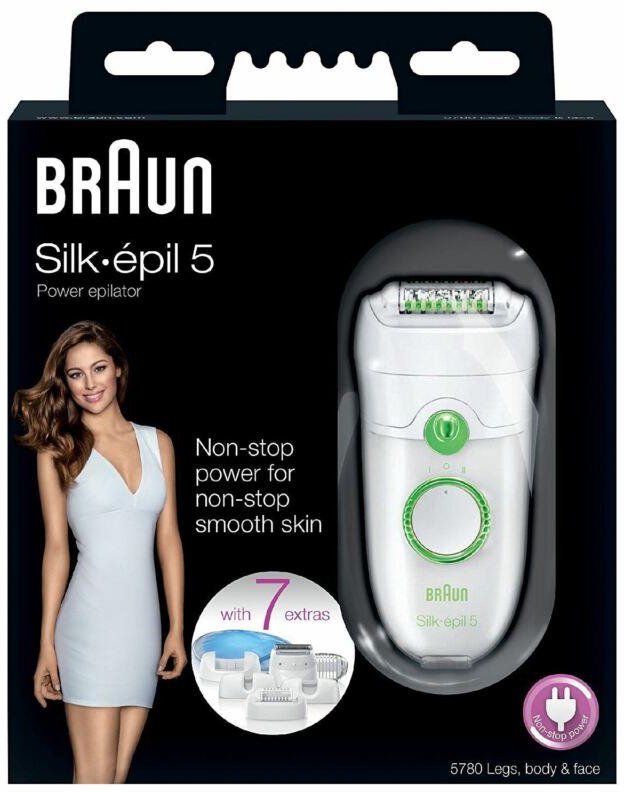Braun Silk epil 5 - 5780 Legs, Body and Face Epilator and Shaver with 6 attachments and Cooling Glove