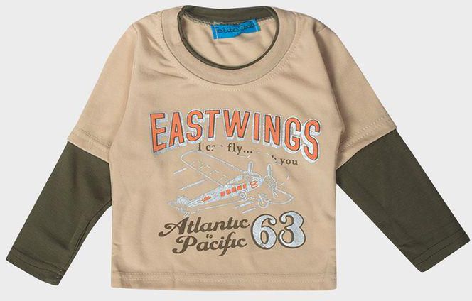 Boys Mock Long Sleeve Aeroplane Print T-shirt