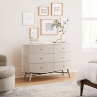 Penelope 6-Drawer Dresser - Feather Gray w/ Marble Top