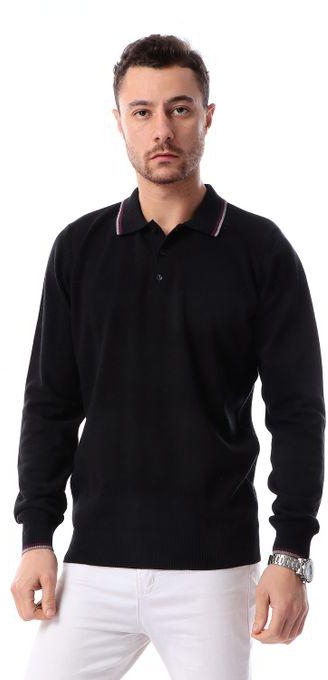 Ted Marchel Turn Down Collar Buttoned Sweater - Black