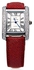 WWOOR Female Quartz Watch Water Resistance Genuine Leather Band Wristwatch-RED AND SILVER