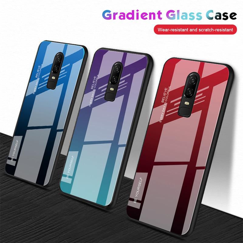 OnePlus 7/7 Pro/6/6T Phone Cover Stylish Gradient Color Glass Phone Case