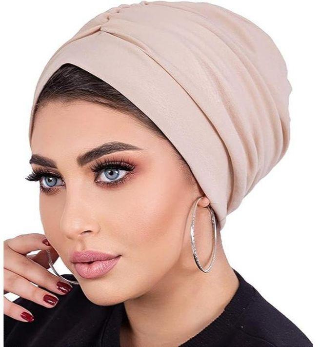 Women's Turban Hat Women Hijab Ladies Cotton in Polyester Bonnet Hats Headbands Turban for Women Turban Women Turban , Beige