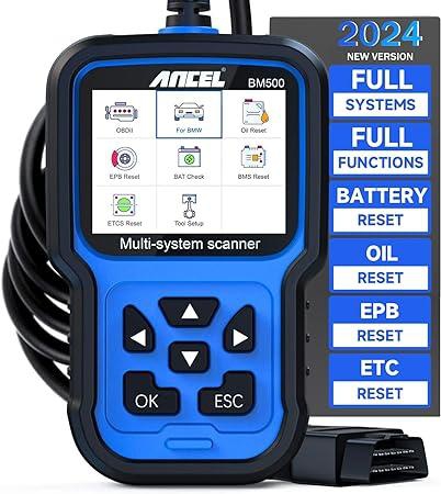 ANCEL BM500 All System OBD2 Scanner for BMW Mini, Car Diagnostic Scan Tool for Engine ABS SRS TCM 4WD HVAC IMMO System, with BMW Battery Registration/CBS EPB ETC BMS PCM Oil Reset