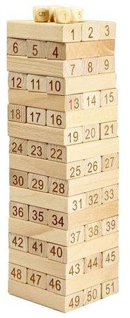 51-Piece Wooden Building Blocks Set Jenga Game Sturdy And Durable 5+ Years