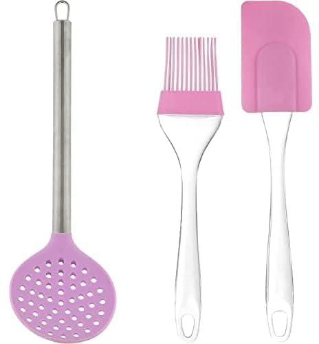 Jasin stirring food hanging silicone - 8 x 11 inches + Jasmine spatula silicone brush and hanging, assorted colors, 6 x 9