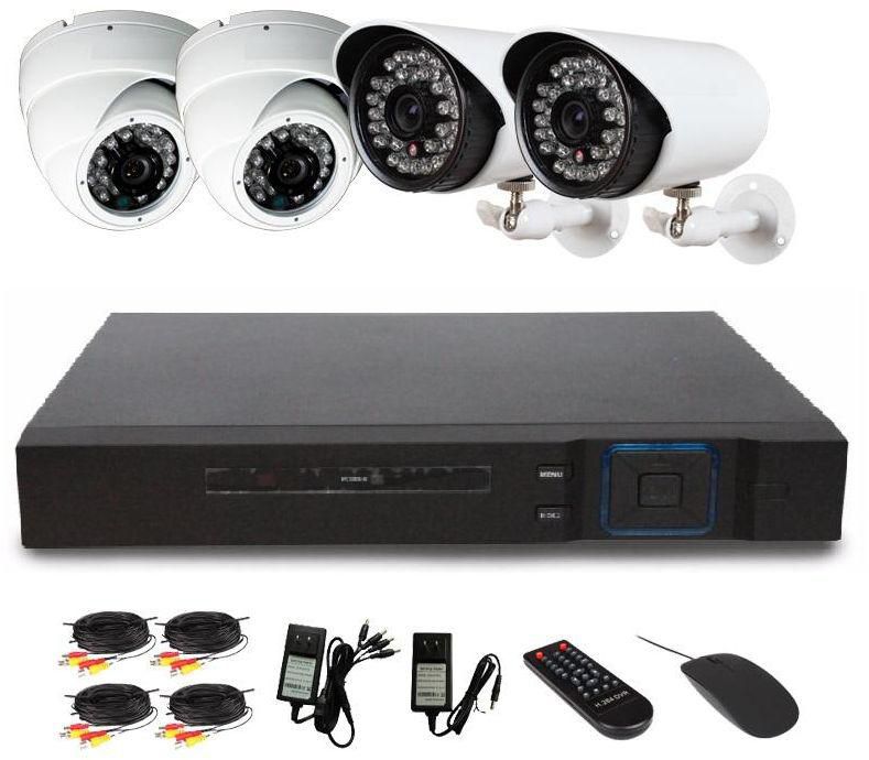TEL-VISION 4 cameras day-night view 700TVL, 4 Channel Video Audio CCTV Security Surveillance DVR Kit