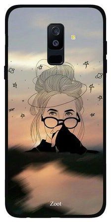 Thermoplastic Polyurethane Protective Case Cover For Samsung Galaxy A6+ Doodle Girl Glasses