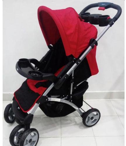 Generic 2 Way Baby Stroller With Universal Casters - Black & Red