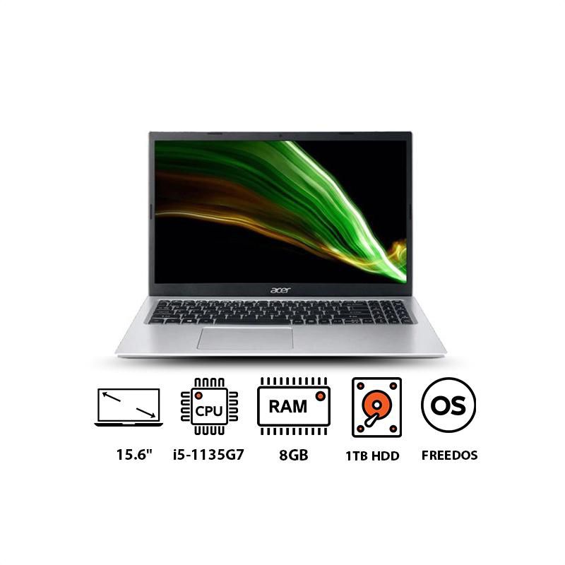 Acer Aspire 3 A315-58G-51L4 Laptop, Intel Core i5-1135G7, 15.6 Inch FHD, 1TB HDD, 8GB RAM, Nvidia MX350 2GB, FREEDOS - Silver