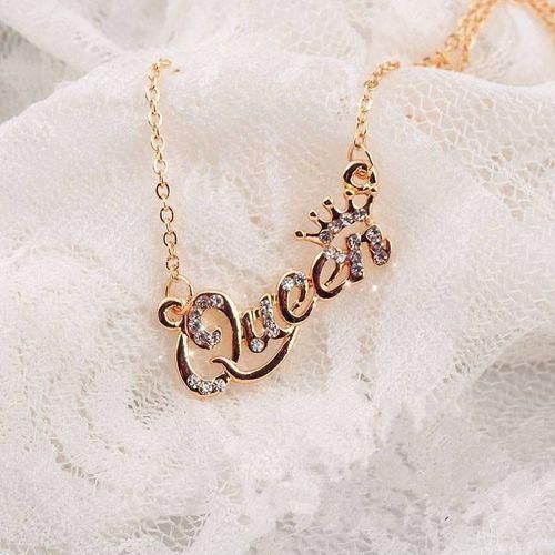 Queen Letter Bracelet Necklace-Gold