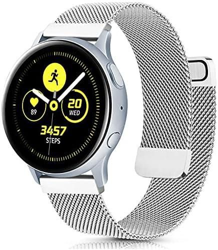 Compatible with Samsung Galaxy Watch Active/Active 2 40mm / 44mm Strap, 20mm Stainless Steel Mesh Metal Watch Band for Gear Sport / S2 Classic/Garmin Vivo Active 3 / Watch 3 41mm