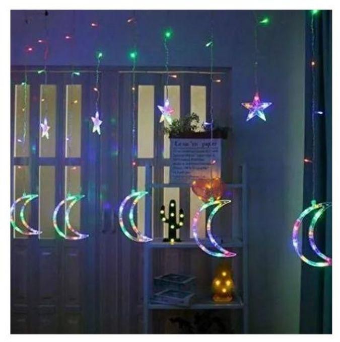 Multi-color LED String Lights Star,Crescent Curtain,Ramadan Decoration