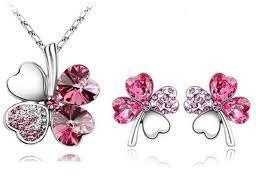 18K White Gold Plated Clover Jewelry Set - MA-244