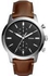 Fossil Men's Leather Watch Townsman Chrono FS5280 (Black Dial/Brown)