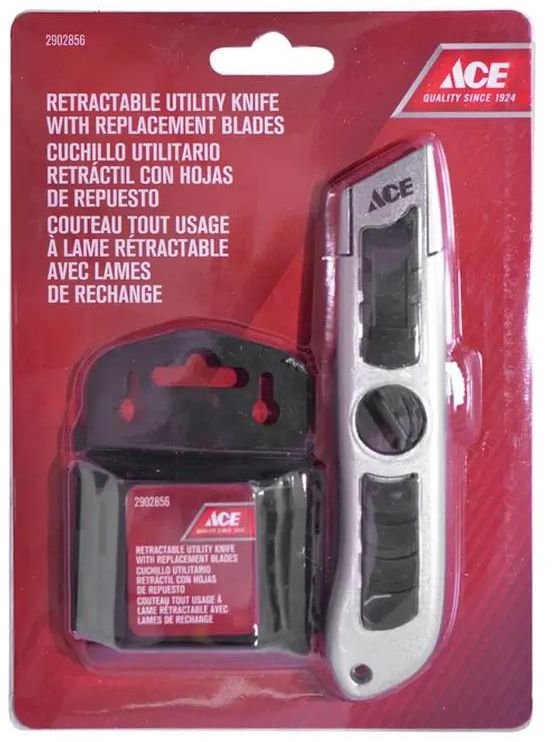 Ace Retractable Aluminum Utility Knife W/Blades (21 x 15 x 3 cm)