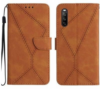 Case Cover For For Sony Xperia 10 IV Stitching Embossed Leather Phone Case(Brown)