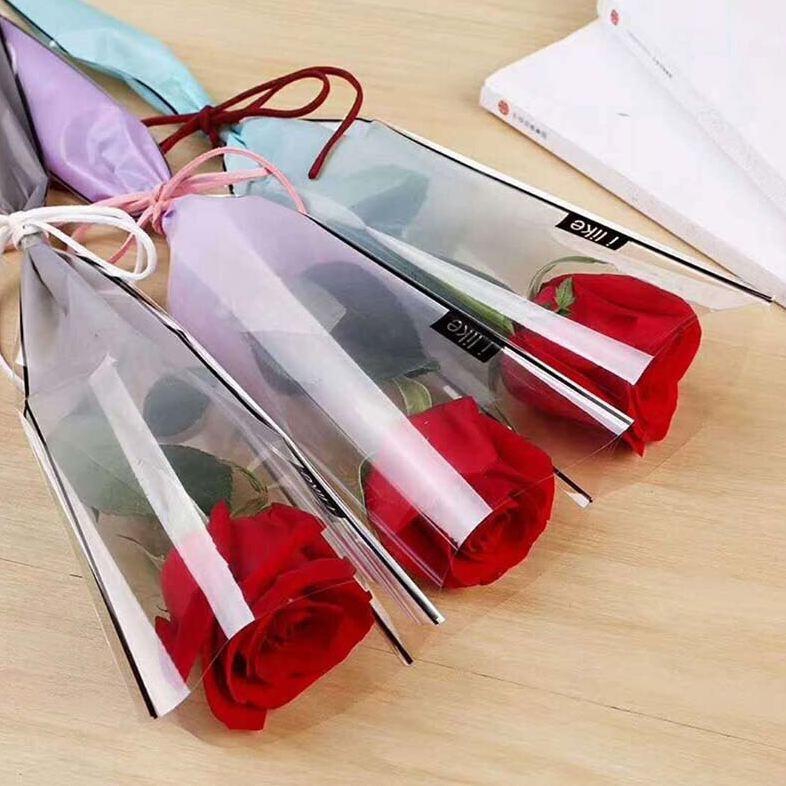 Lsthometrading 50pcs/lot Festival Gift Bag Flowers Packaging Single Rose (6 Colors)
