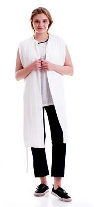 Sleeveless Stylish Long Cardigan - Size: M (Ecru)