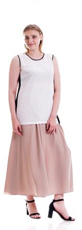 Solid Color Waist Belt Fastening Maxi Skirt - Size: M (Beige)