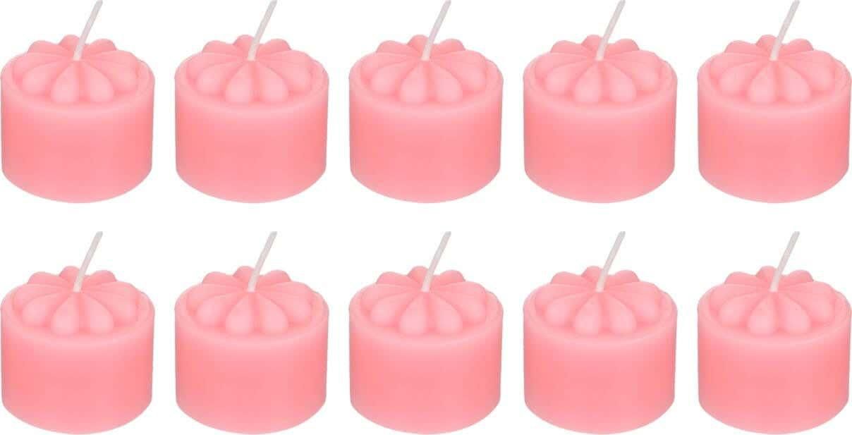 Get Falmer Scented Round Flower Shaped Decorative Candle Set, 10 Pieces, 7×18 cm - Pink with best offers | Raneen.com