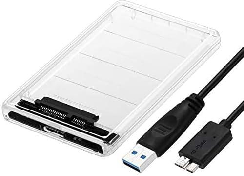 USB 3.0 to SATA 3.0 Adapter with Case, AUYOUWEI 2.5 inch SATA HDD/SSD Up to 2TB High-Speed External Hard Disk Drive Enclosure HD Transparent Box, Support…