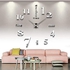 Large Wall Clocks Stickers Modern DIY 3D Acrylic Mirror Living Room Bedroom Home Decoration Silver