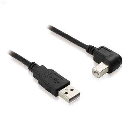 Wassalat Right Angle USB Cable - Straight A Male / Up Angle B Male - Black - 0.5m