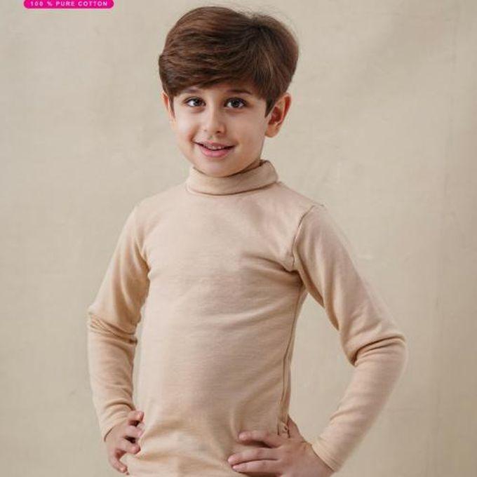 Kids Pullover High Neck - With Terry Inner - 023 Beige