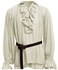 Plicated Stand Collar Medieval Shirt Beige