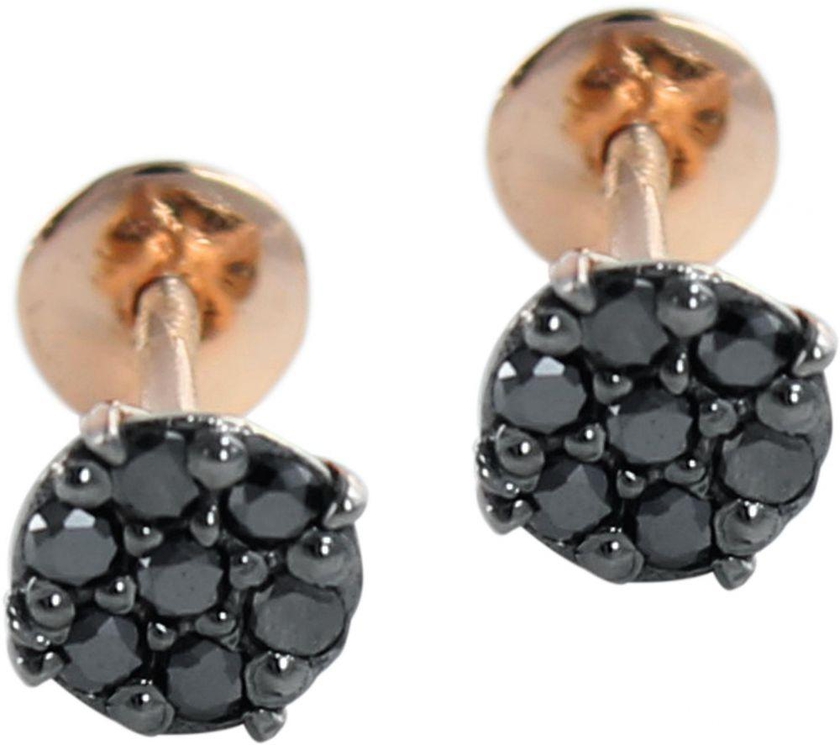 VP Jewels 18K Rose Gold 0.14ct Genuine Black Diamonds Solitaire Screw Back Earrings