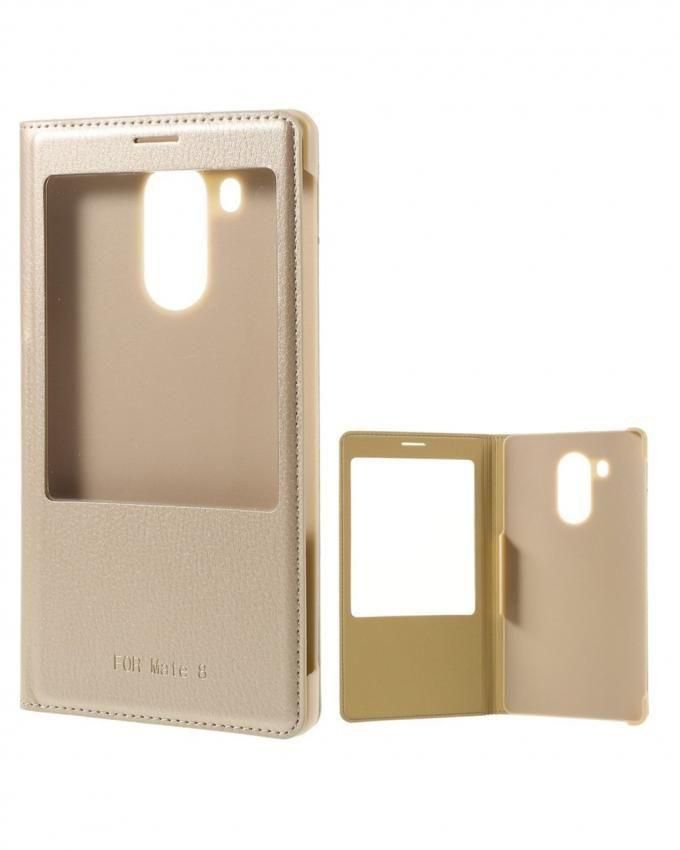 Generic Window View Flip Litchi Leather Cover for Huawei Ascend Mate 8 - Gold